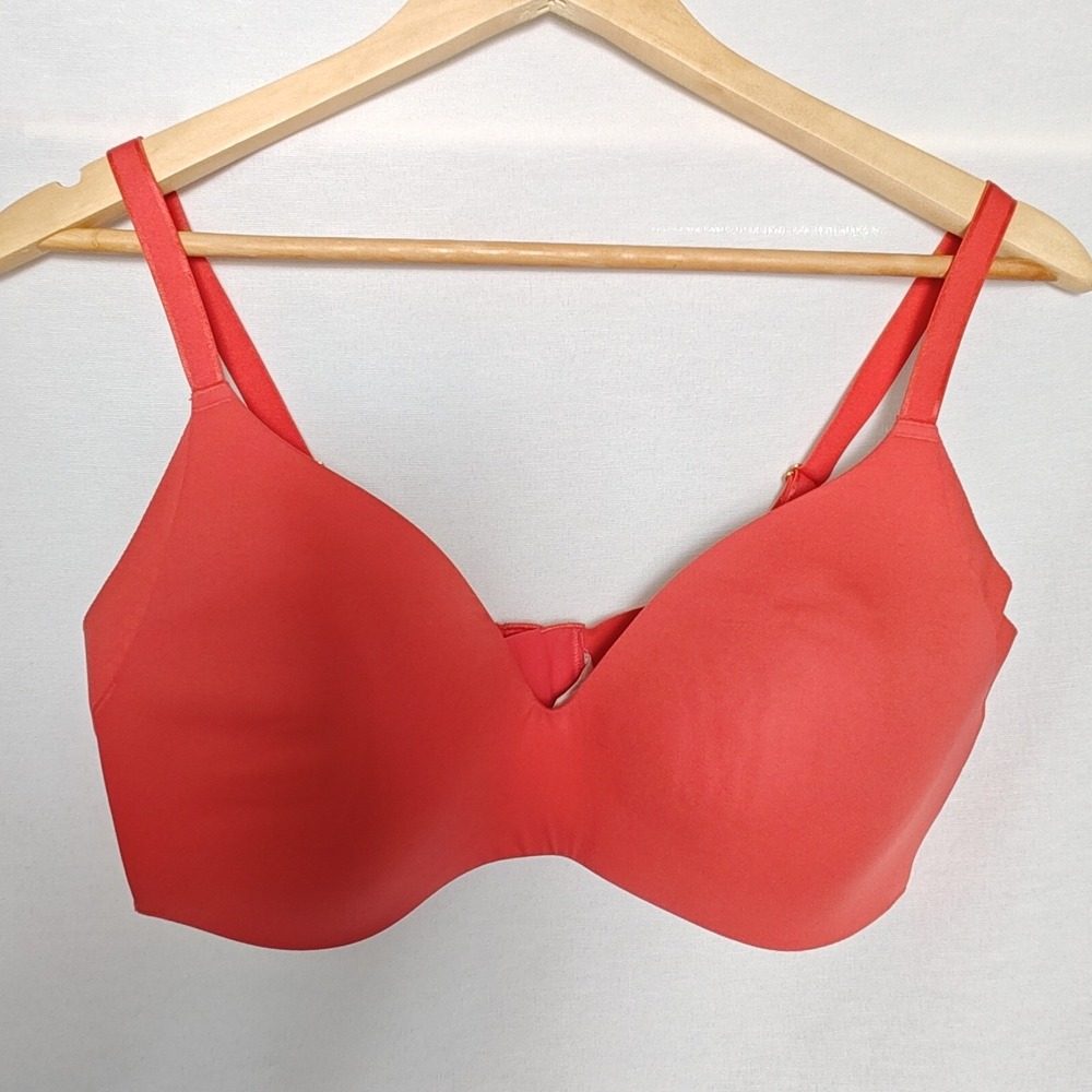 Knix Revolution V-Neck‎ Bra Wireless Seamless Coral Pink Orange Size 5